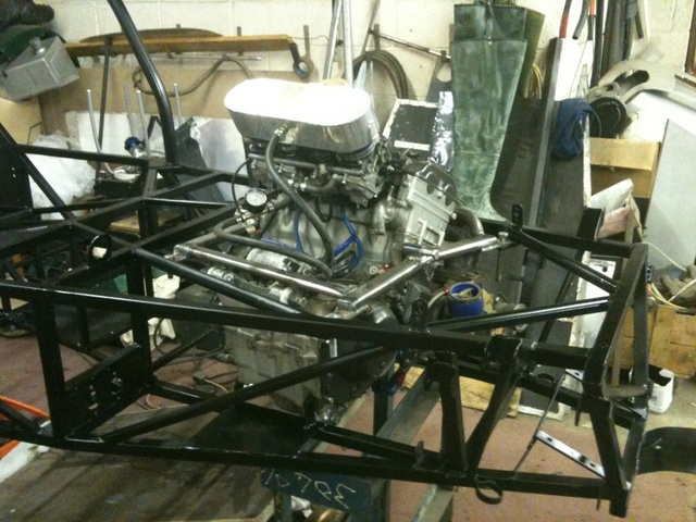 frame painted with engine in.